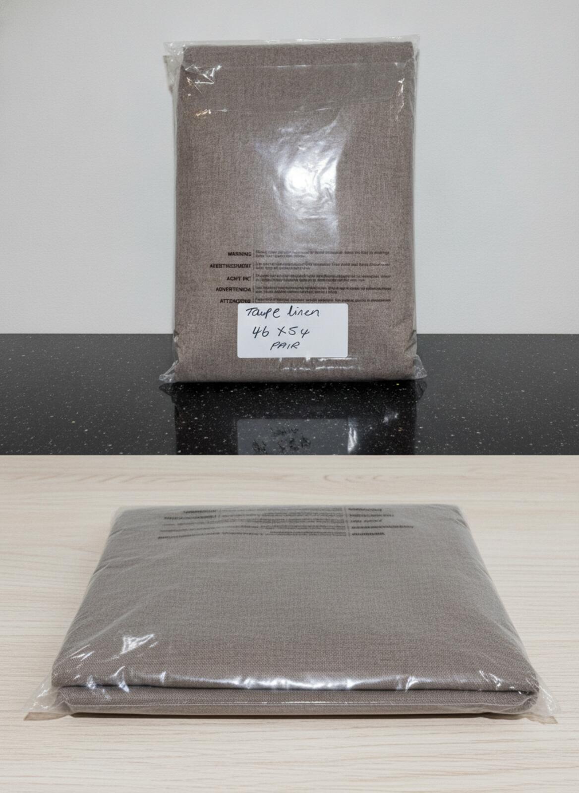 Deconovo Taupe Linen Eyelet Curtains 46W x L54  one Pair