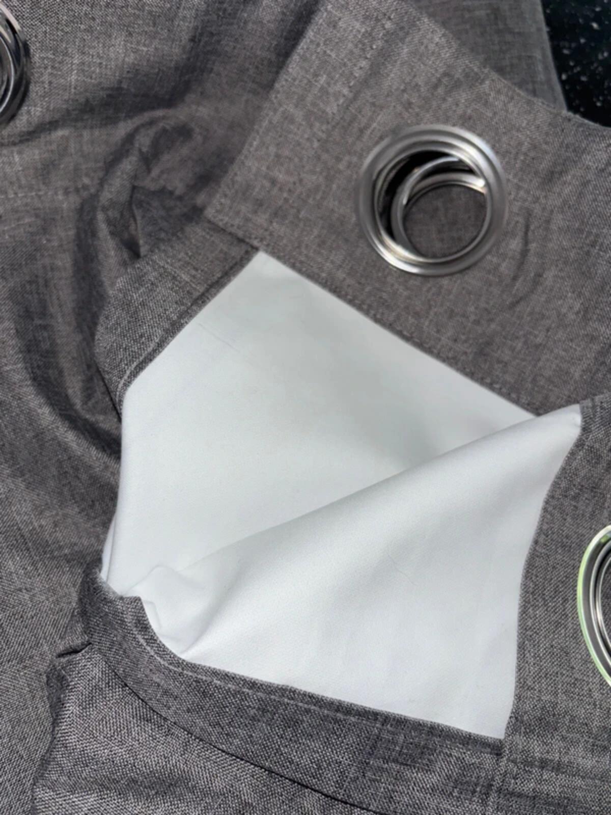 Linen look Flint Grey Blackout Curtains 46Wx72L 2 panels