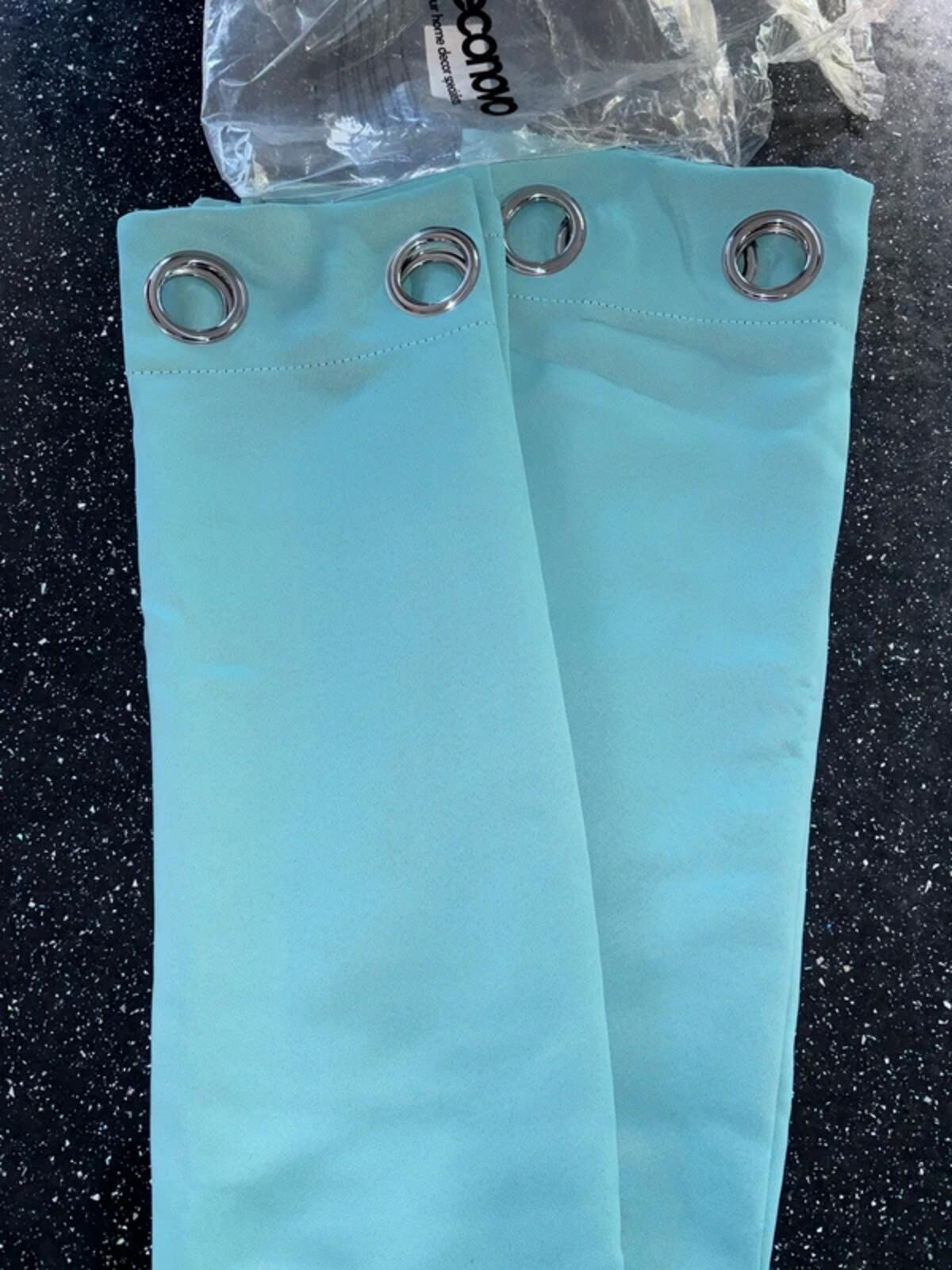 Deconovo Blackout Thermal Insulated Eyelet Curtains Blackout  46W x 54L Inch Sky Blue 1 Pair