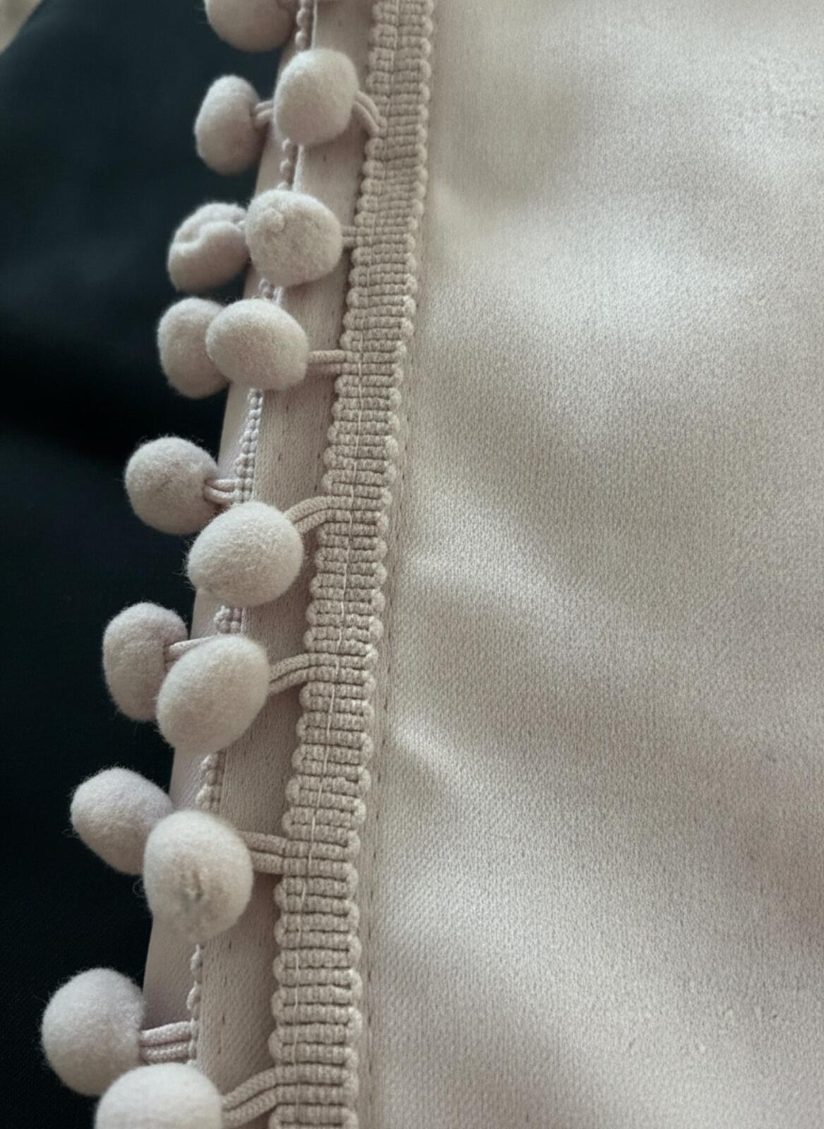 Pink Pom Pom Curtains Pencil pleat 2 panels 50Wx72L inches