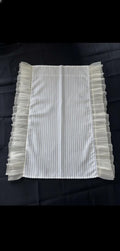 Linen Blend Curtains Blue stripes on Cream with Frill edge detail 46Wx54L