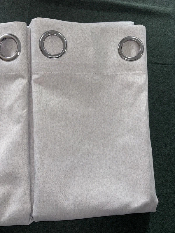 💯 Blackout Faux linen Greyish white Curtains W66 x L72 Inch One Pair