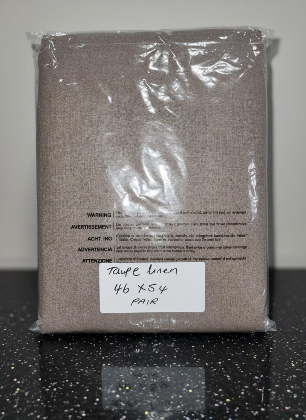 Deconovo Taupe Linen Eyelet Curtains 46W x L54  one Pair