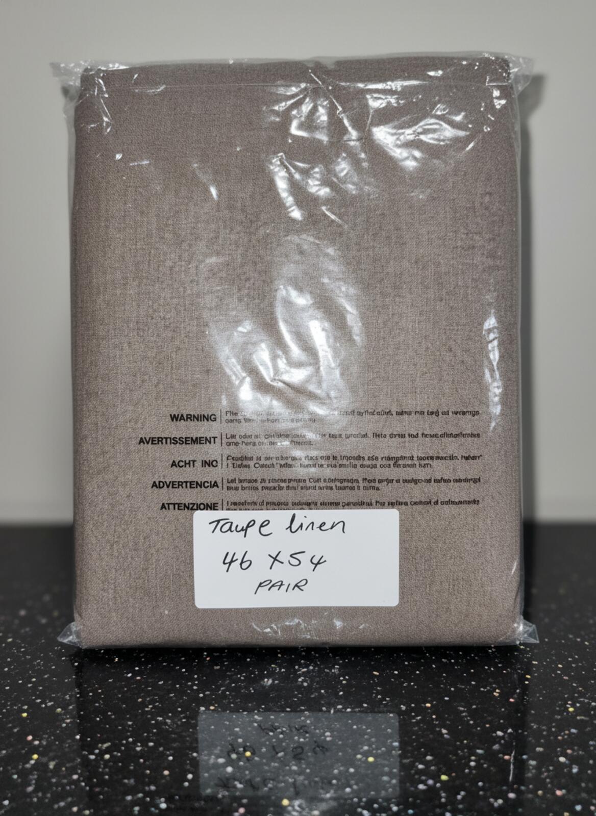 Deconovo Taupe Linen Eyelet Curtains 46W x L54  one Pair