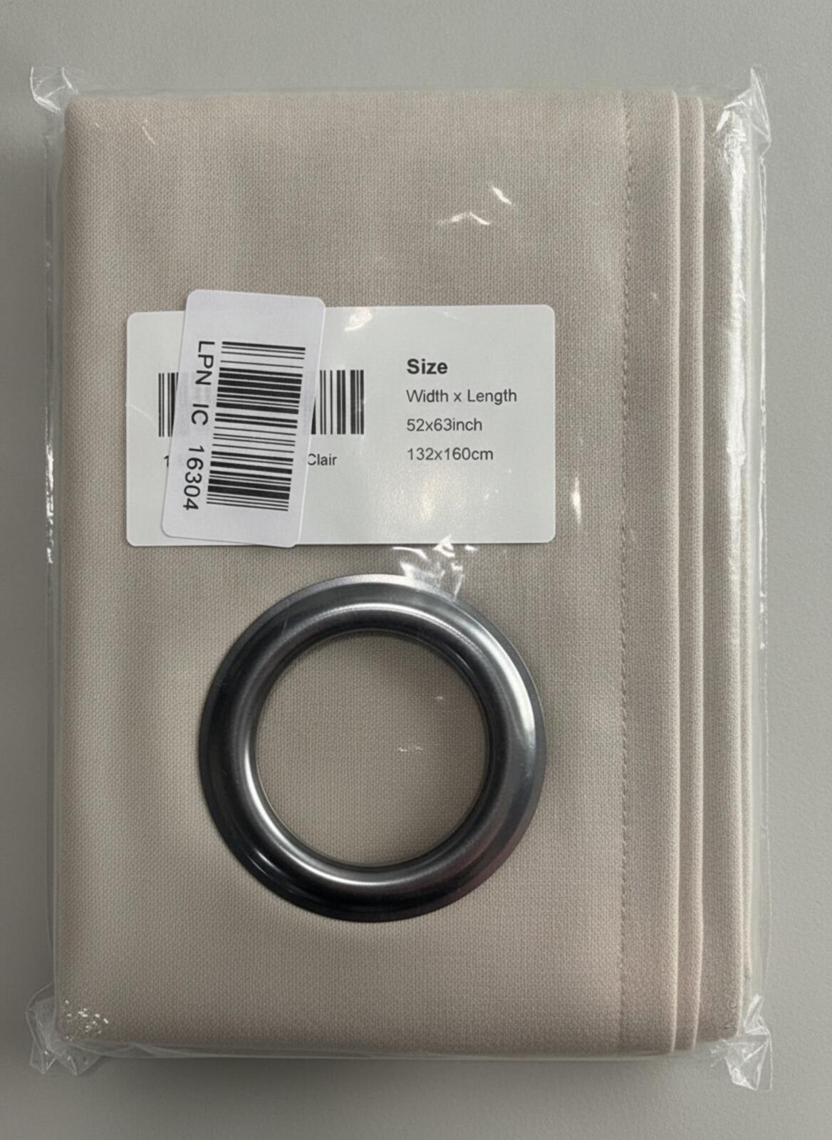 Pair of cream blackout thermal curtains 52W x 63L inches