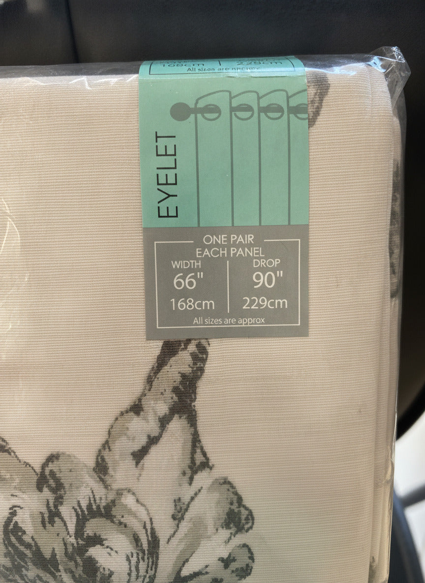 Rosemoor Ochre Eyelet Lined Curtains 66W x 90L inches