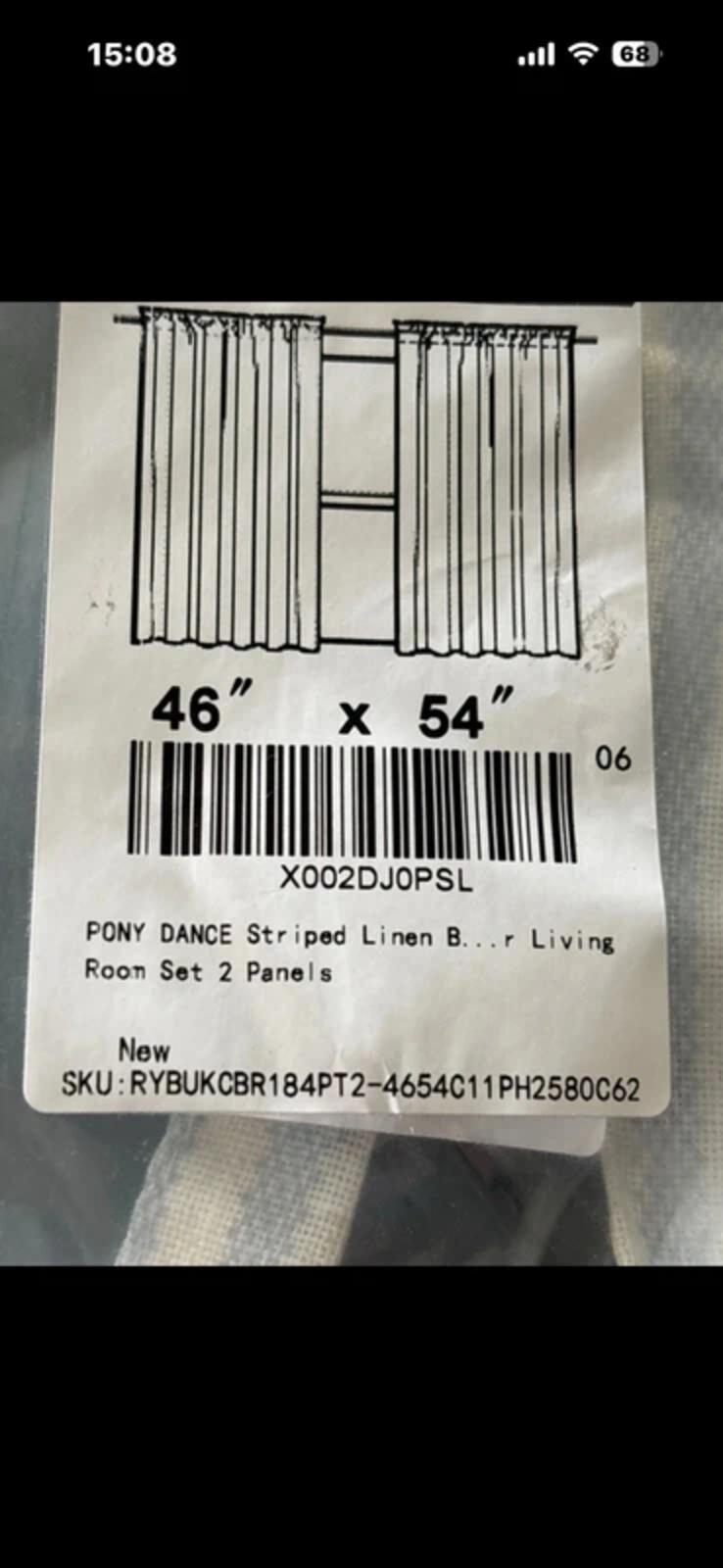Linen Blend Curtains Blue stripes on Cream with Frill edge detail 46Wx54L