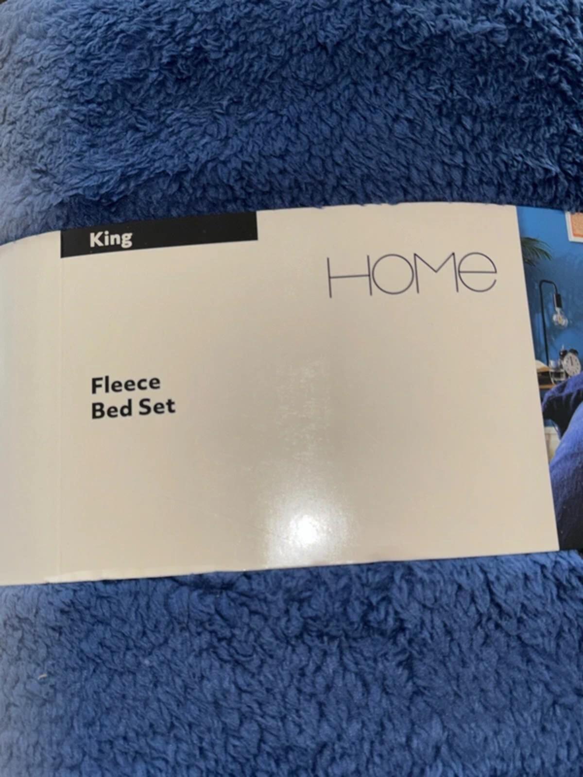 Kingsize Fleece Duvet Bedding Set in Blue