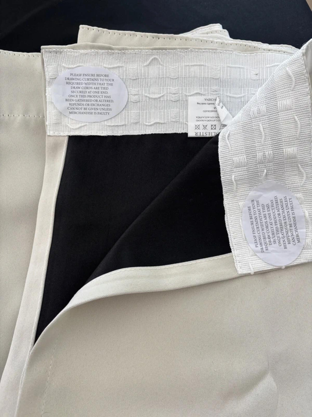 Pencil Pleat Blackout Curtains Thermal Insulated 46Wx72in Drop 2 Panels – Beige
