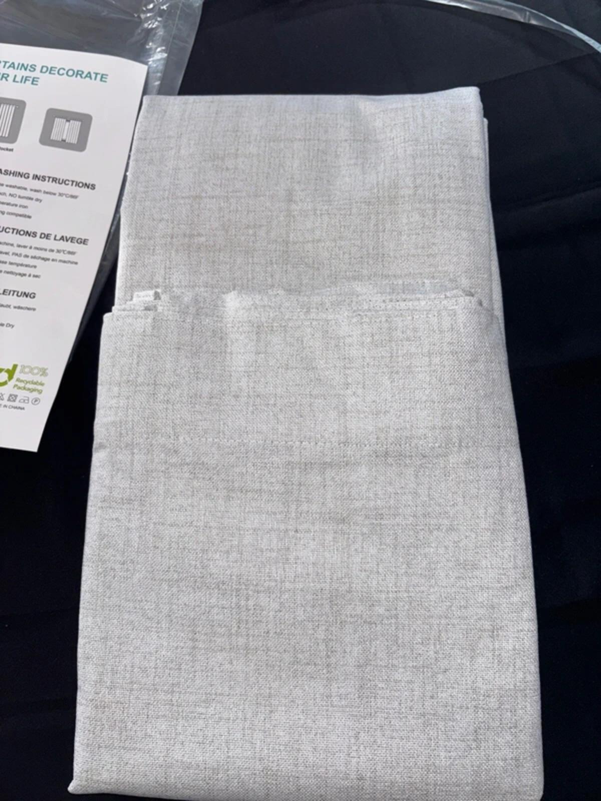 Premium Grey White Linen look Blackout Curtains 55Wx94L inches