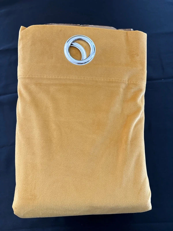 Luxury Mustard yellow Velvet Curtains 90Wx90L inches x 2 panels rrp£59