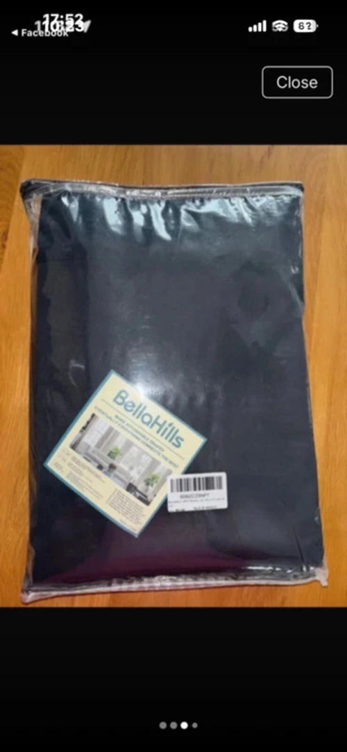 1 pair of Blackout curtains in Black 2 panels each 66Wx54L inches Pencil pleat