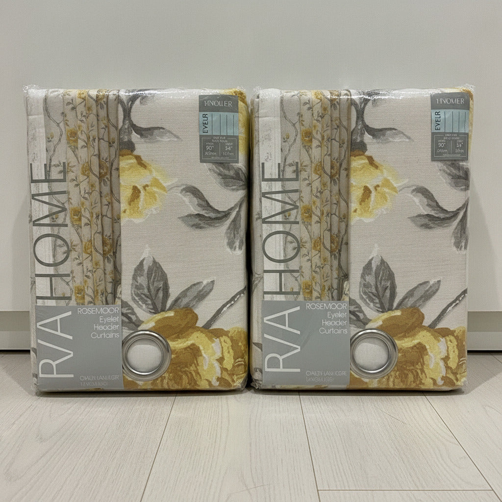 Rosemoor Ochre Eyelet Curtains 90W x 54L inches