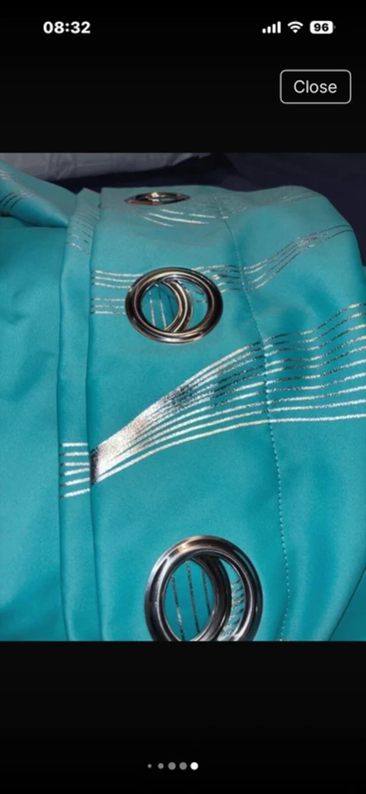 Blackout Turquoise with silver Wave Curtains 52Wx63L 2 panels