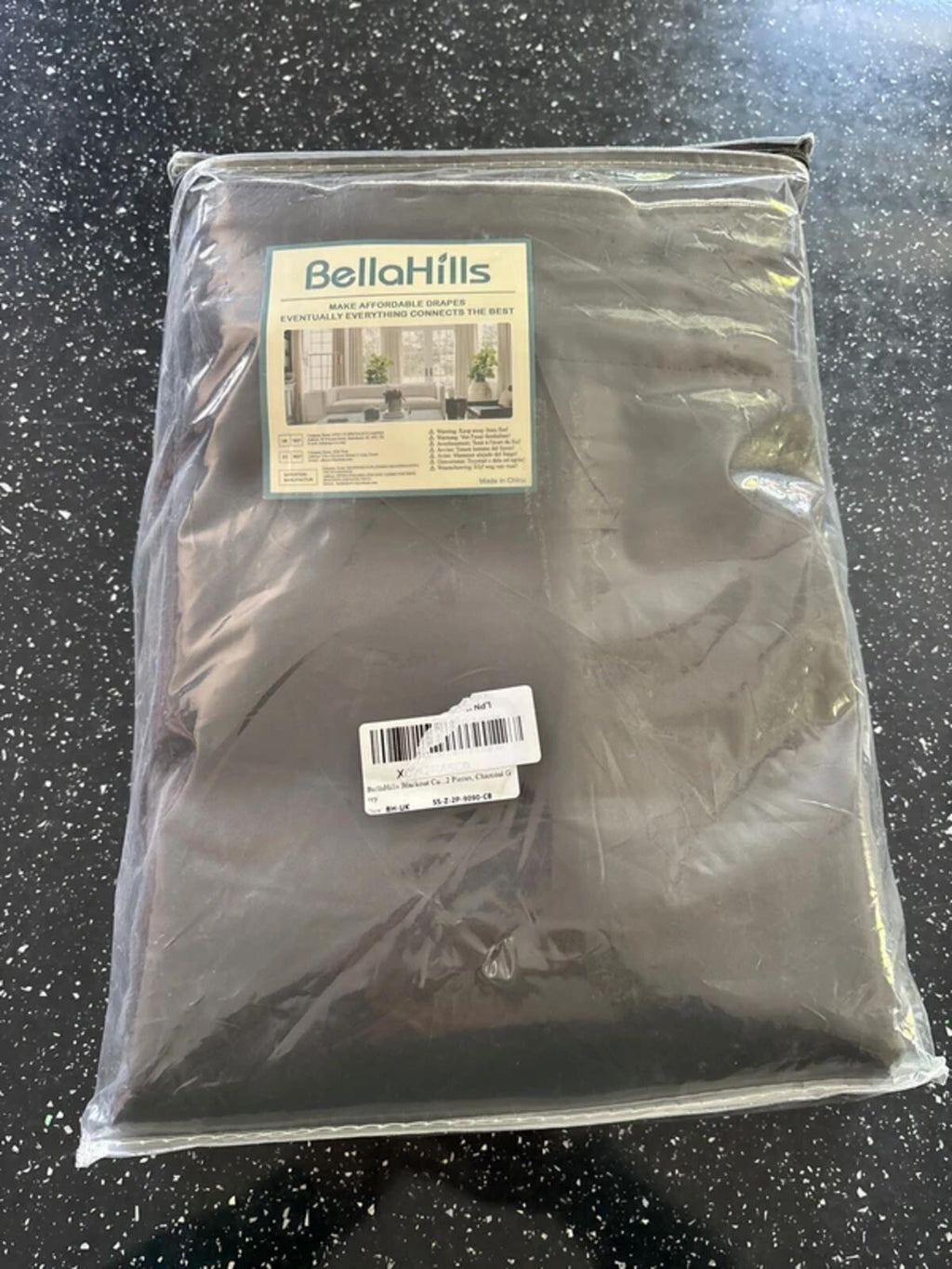 BellaHills 100% Blackout Curtains Pencil Pleat 2 Panels 90 x 90 Inch Charcoal Grey Rrp£50