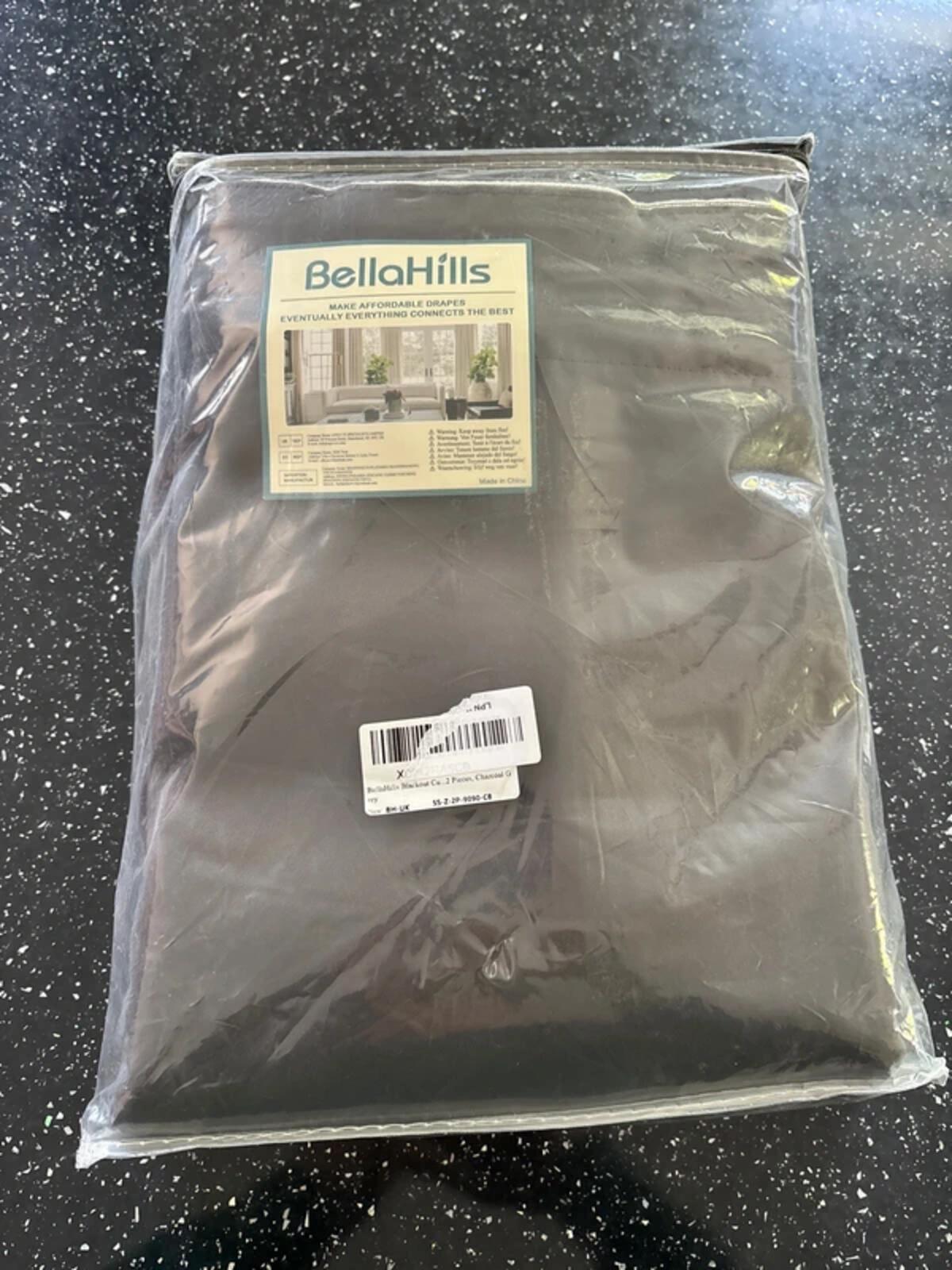 BellaHills 100% Blackout Curtains Pencil Pleat 2 Panels 90 x 90 Inch Charcoal Grey Rrp£50