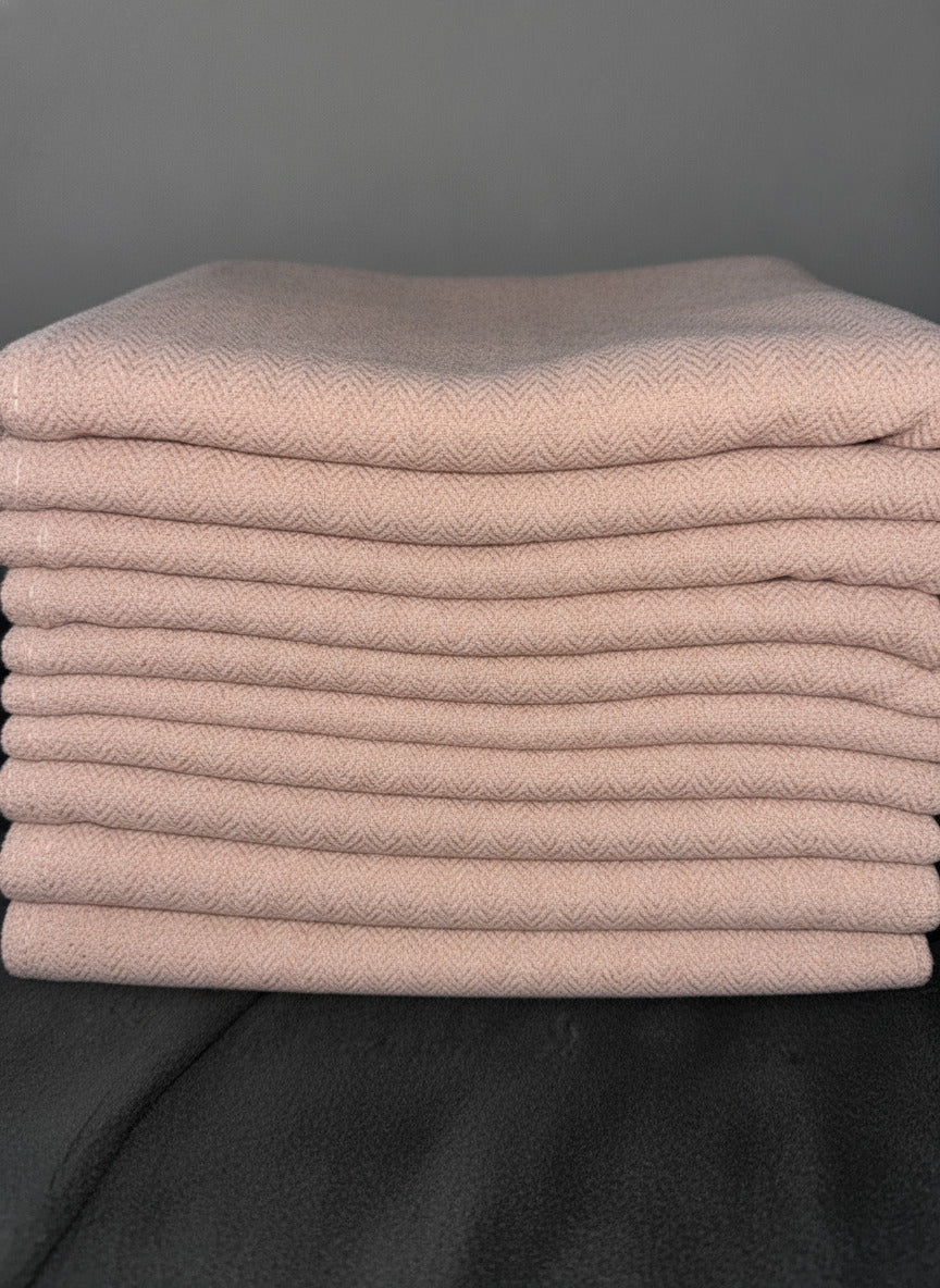 Luxury Heavyweight Herringbone Woven Curtains Blush Pink 2 Panels – 90” x 90”