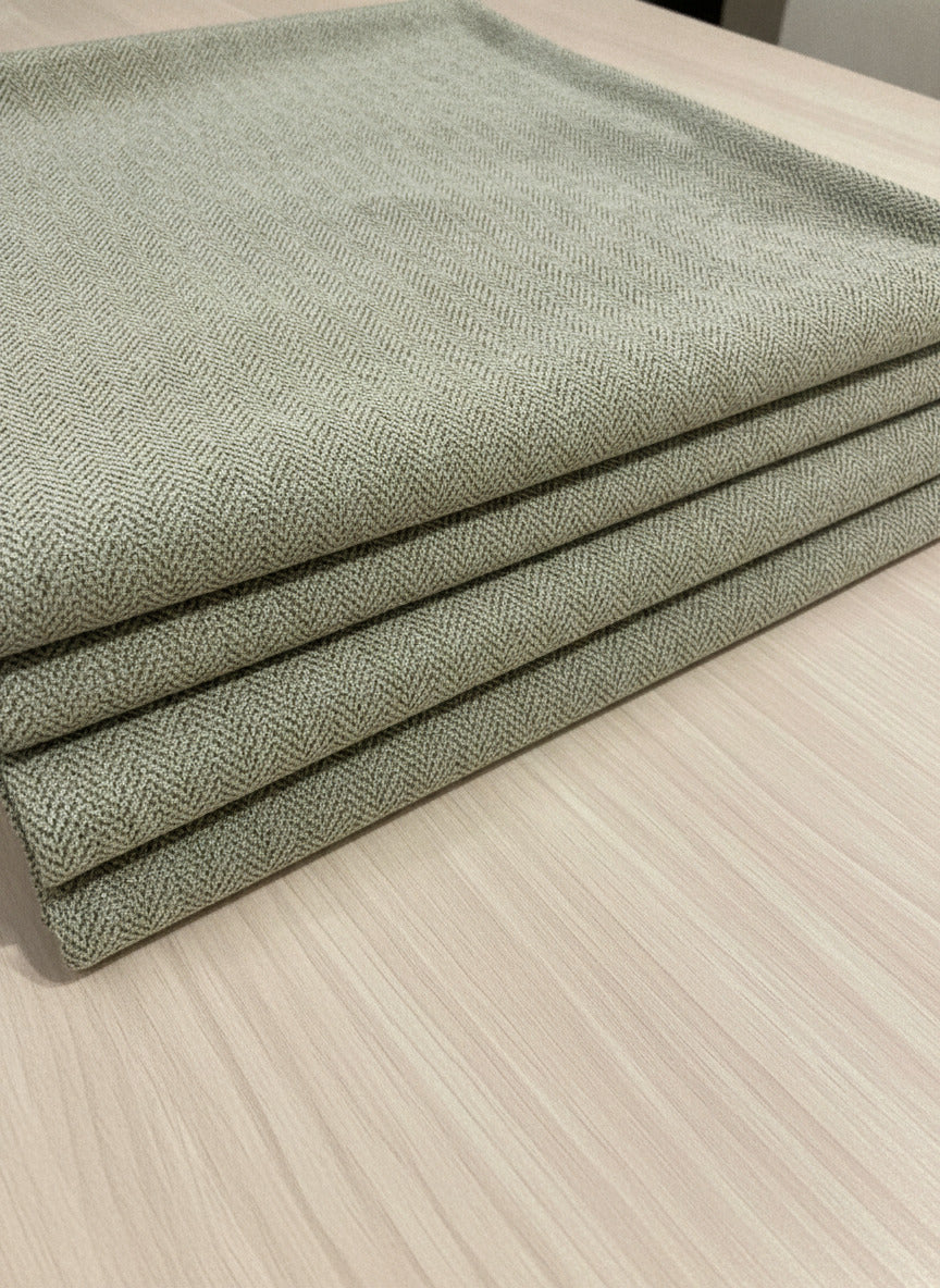 Luxury Heavyweight Herringbone Woven Curtains Khaki Green 2 Panels – 90” x 90”
