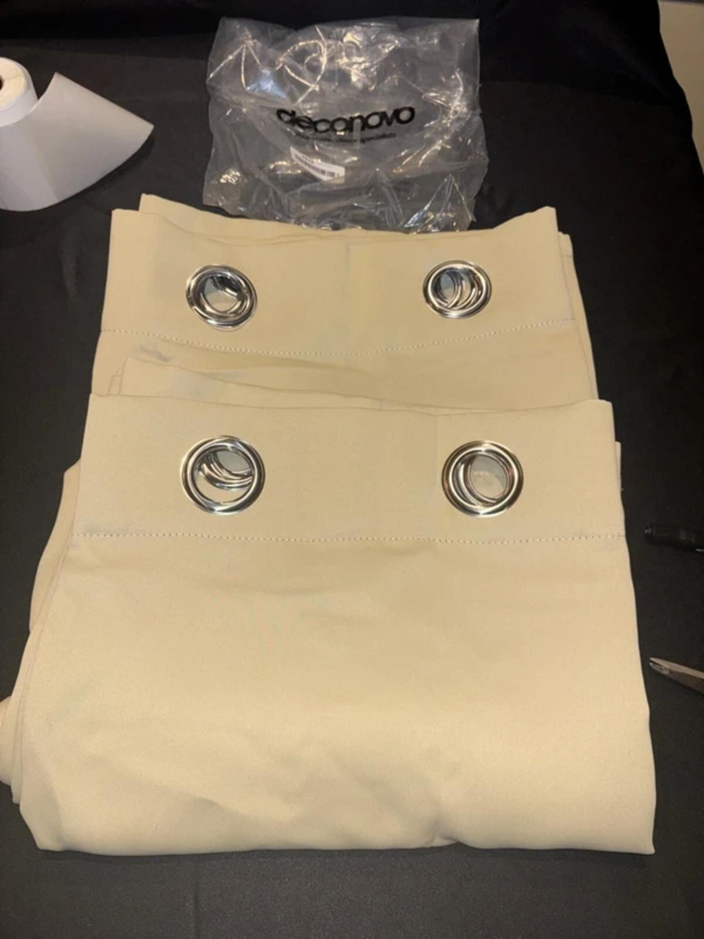 Super Soft  Eyelet Blackout Curtains 90" Width x72 Drop, 1 Pair, Beige rrp £46