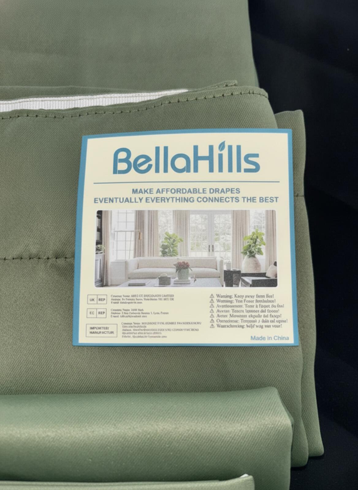 Pencil Pleat Blackout Curtains in Olive Green  66Wx72L Inch