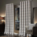 OLIVIA ROCCO Luxe Geo Velvet Eyelet Curtains Champagne: CHAMPAGNE / 90" (WIDTH) x 90" (DROP) LOOMWORKS LTD