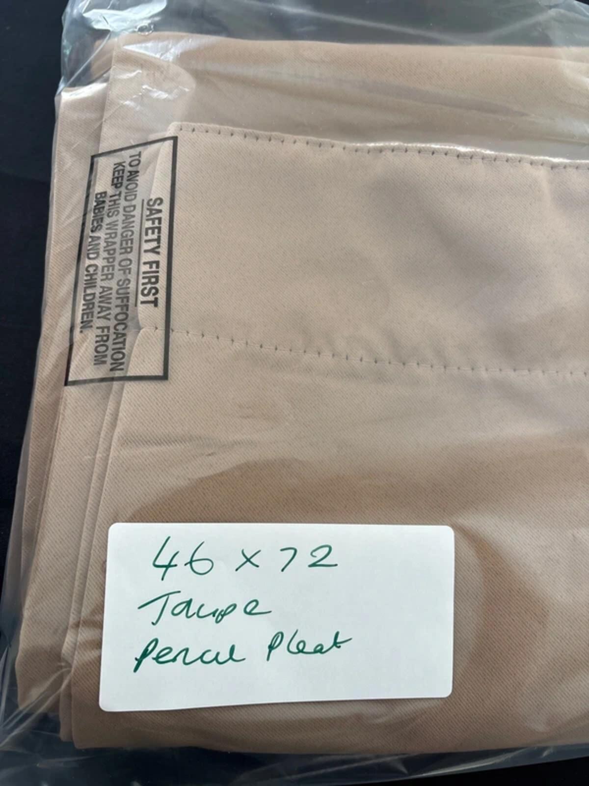 Taupe Pencil pleat Curtains 46Wx72L