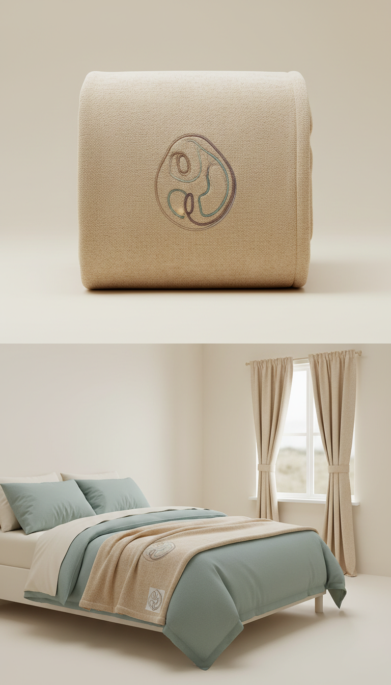 Sage Hint Throw Blanket with Logo Embroidery