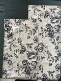 Linen Blend  Cafe Curtains Black Floral Rod Pocket W26xL45in x 2 panels
