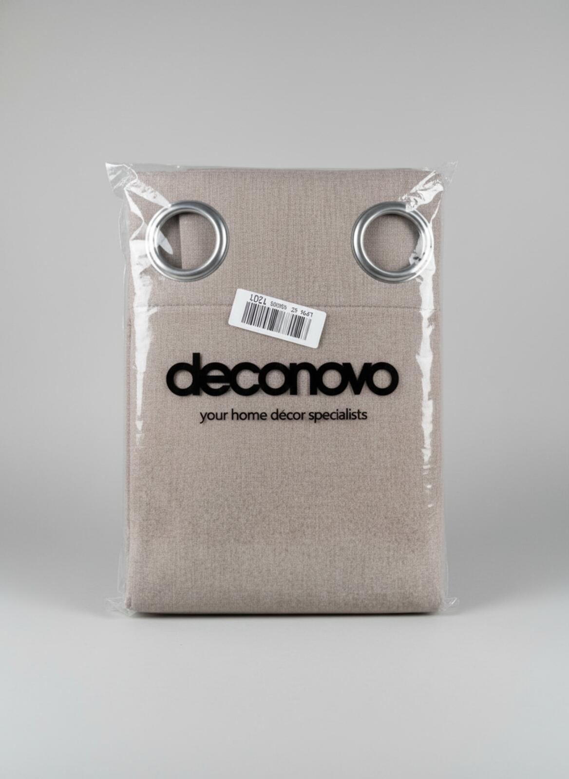 Deconovo Taupe Linen Eyelet Curtains 46W x L54  one Pair