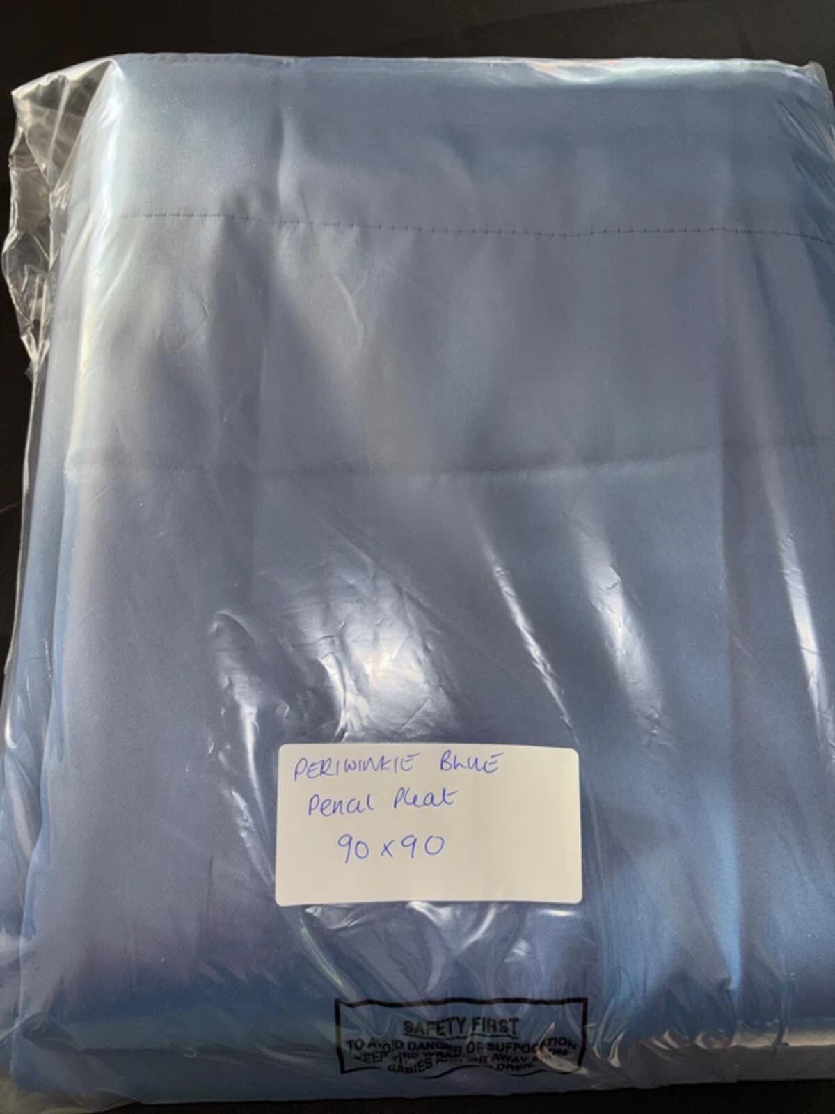 Periwinkle Blue Pencil Pleat 90x90 Blackout Curtains 2 panels  rrp£70