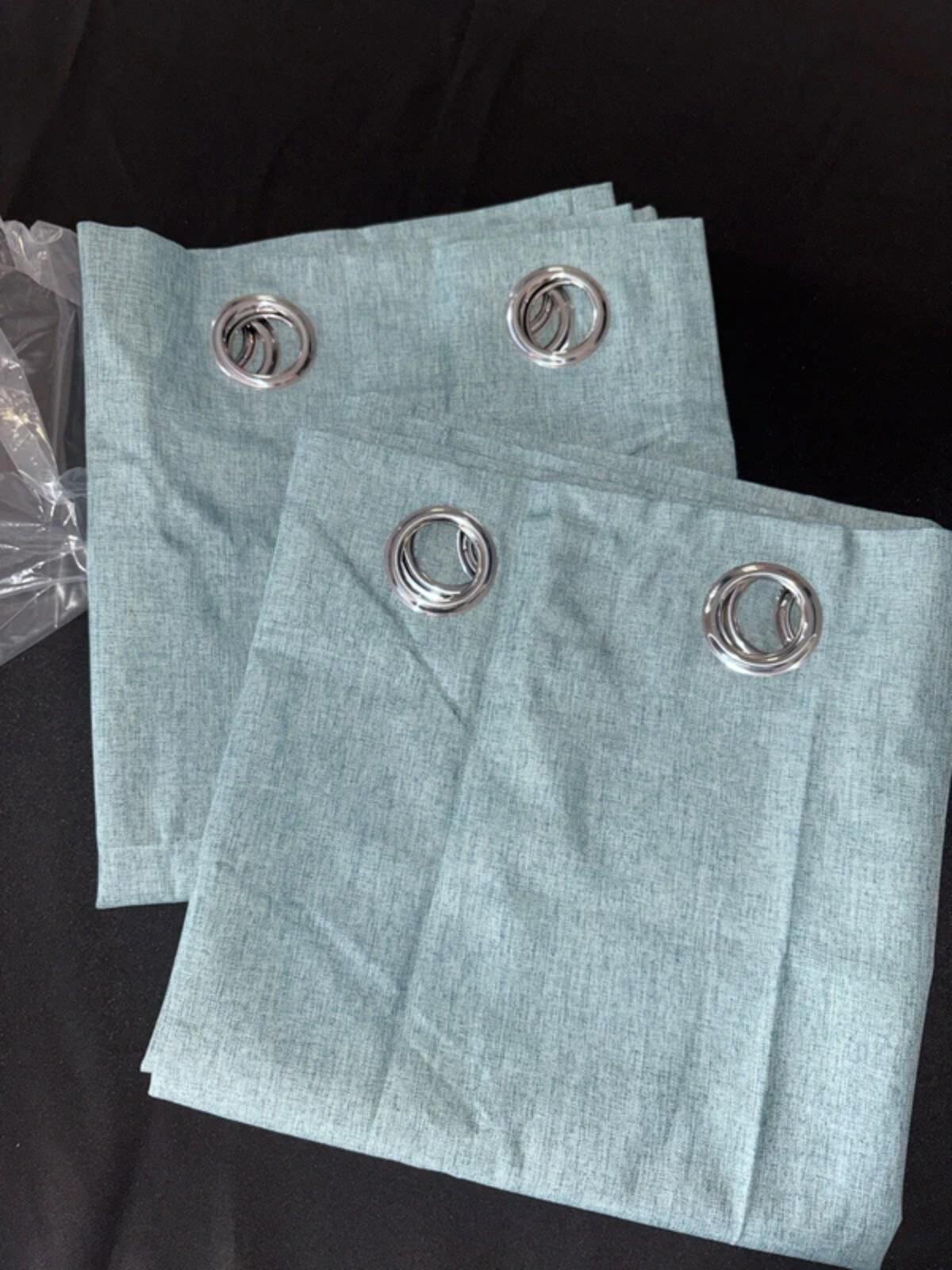 Linen-Look Thermal Top-Ring Blackout Curtains 2 Panels 52Wx54L inches– Blue Grey