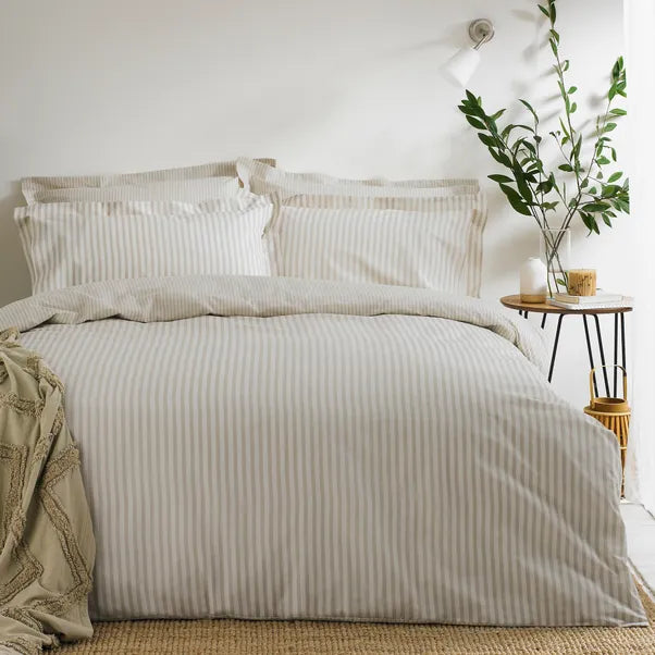 Yard Hebden Reversible 100% Cotton Duvet Cover & Pillowcase Set Natural