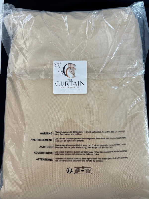 Biscotti Beige Pencil Pleat Curtains 90x90 inches x2