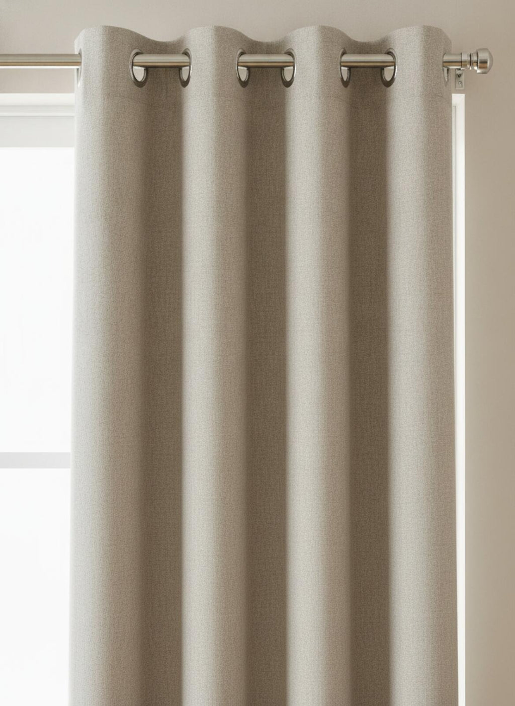 Deconovo Taupe Linen Eyelet Curtains 46W x L54  one Pair