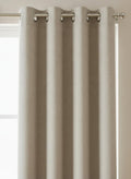 Deconovo Taupe Linen Eyelet Curtains 46W x L54  one Pair