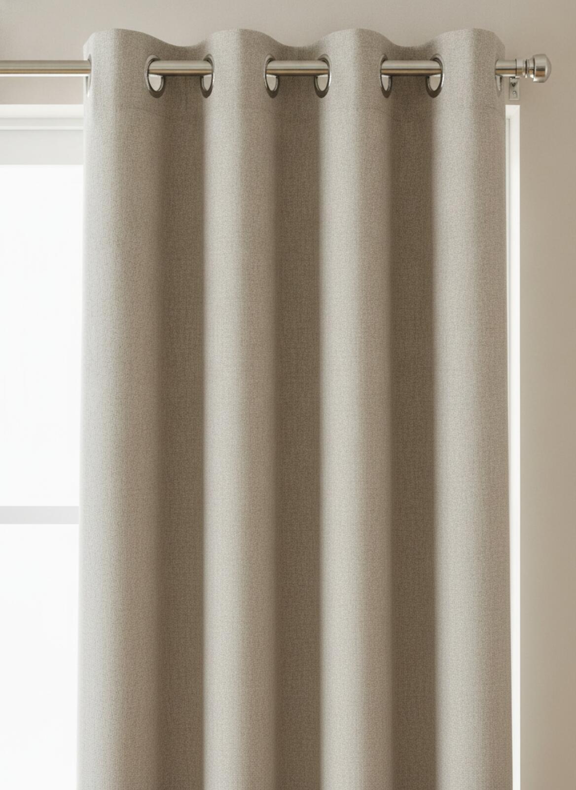 Deconovo Taupe Linen Eyelet Curtains 46W x L54  one Pair