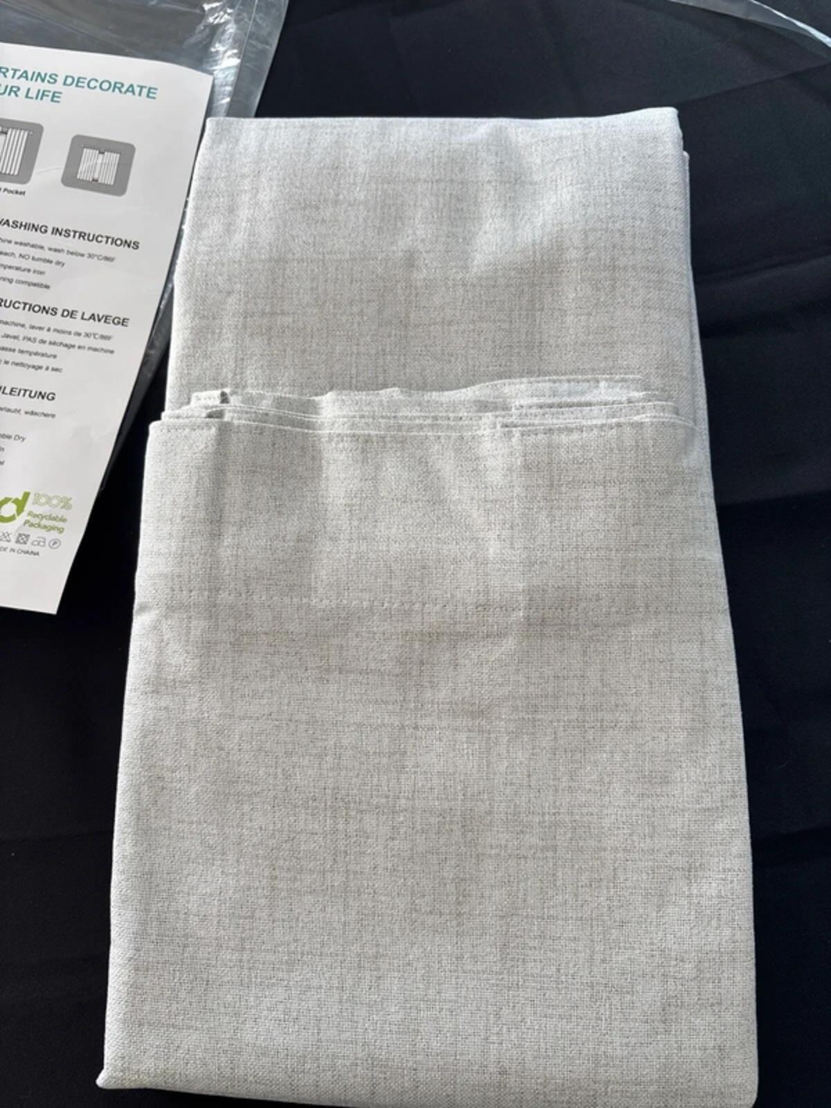 Premium Grey White Linen look Blackout Curtains 55Wx94L inches