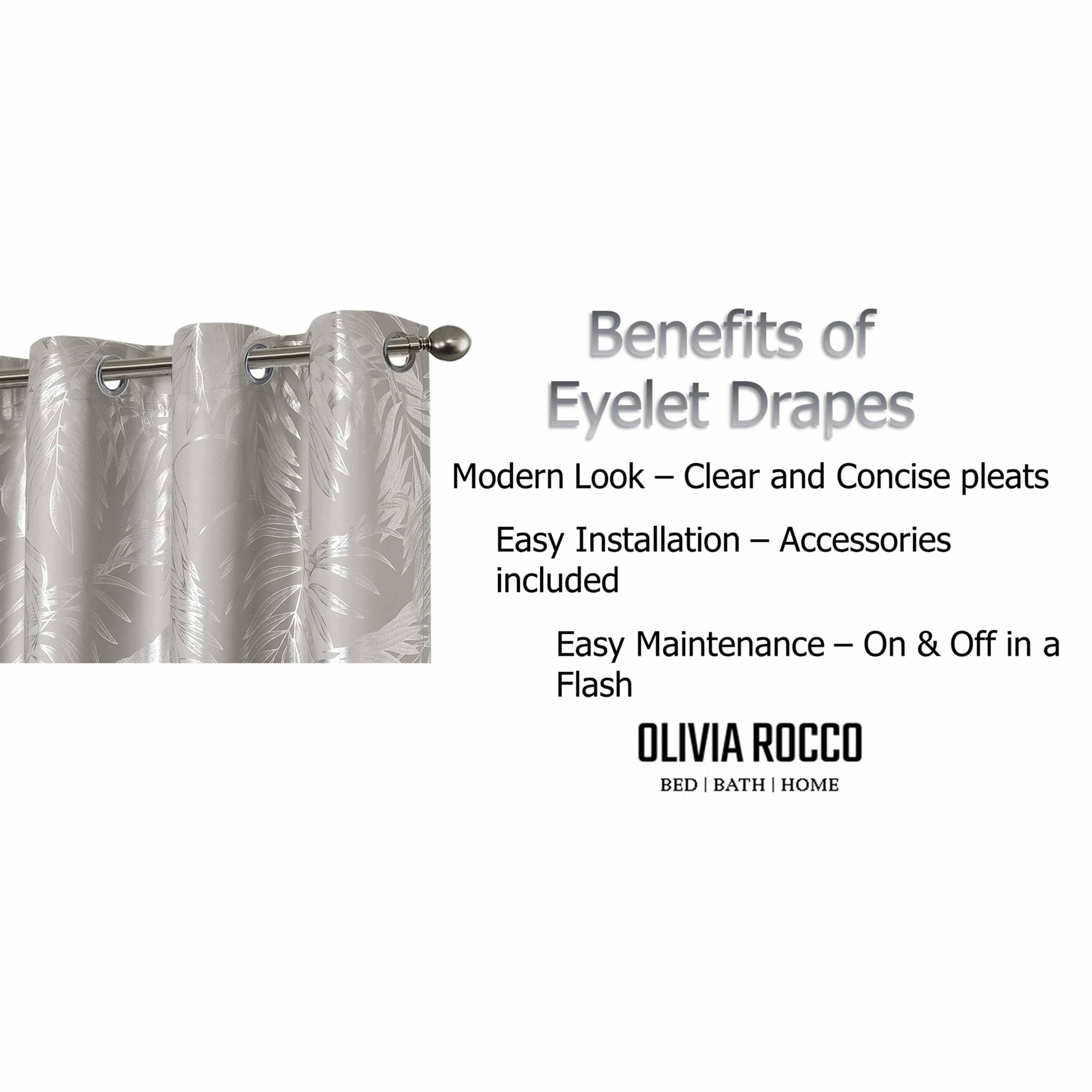 OLIVIA ROCCO Leaf Natural Sparkle Blackout Curtains: NATURAL / 66" (WIDTH) x 54" (DROP)
