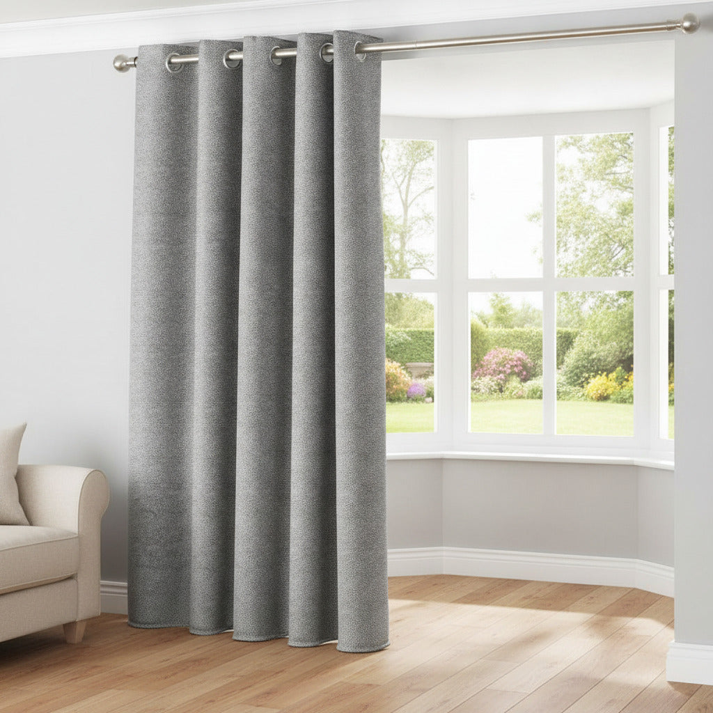 Luxurious Paoletti Pendleton eyelet curtains 90"Wx90"L-Graphite