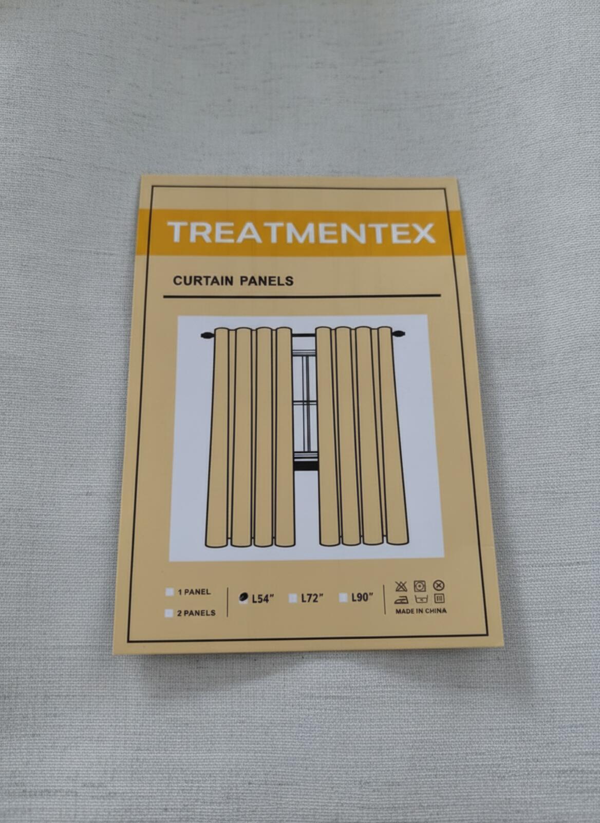 Treatmentex Curtain Panels W50x54L Cream Eyelet Drapes, 2 panels