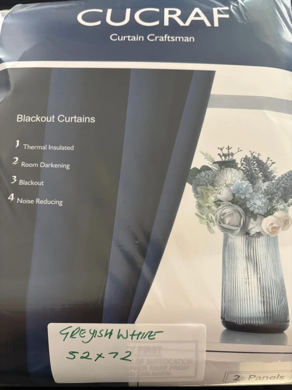 Faux Linen textured Greyish White 💯 Blackout Curtains 52Wx72L inches