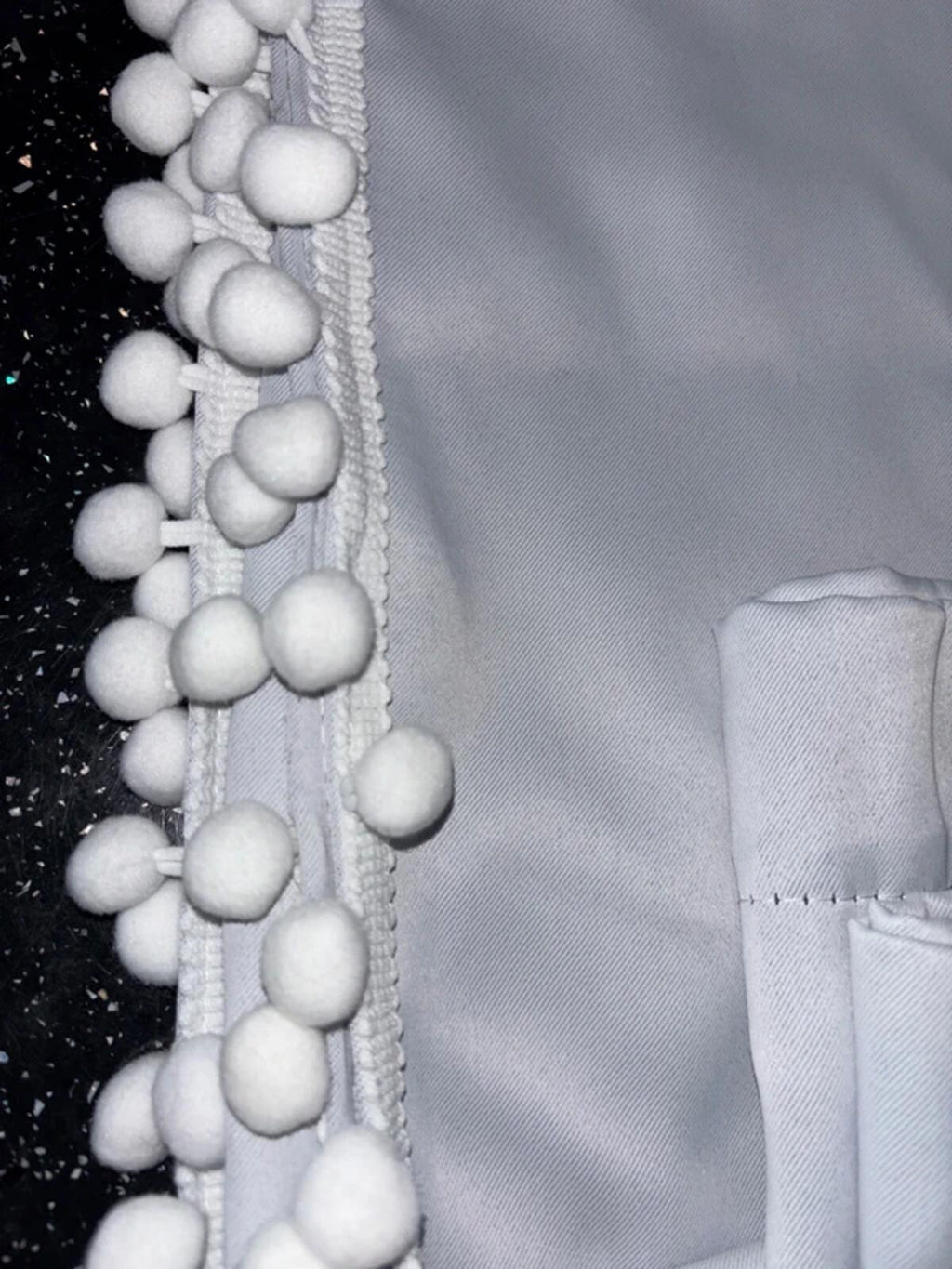Greyish White Pom Pom Curtains 52Wx54L