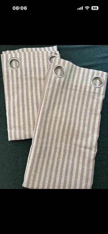 Linen Blend Taupe on Beige Stripe Curtains 50Wx84L inches 2 panels no low offers