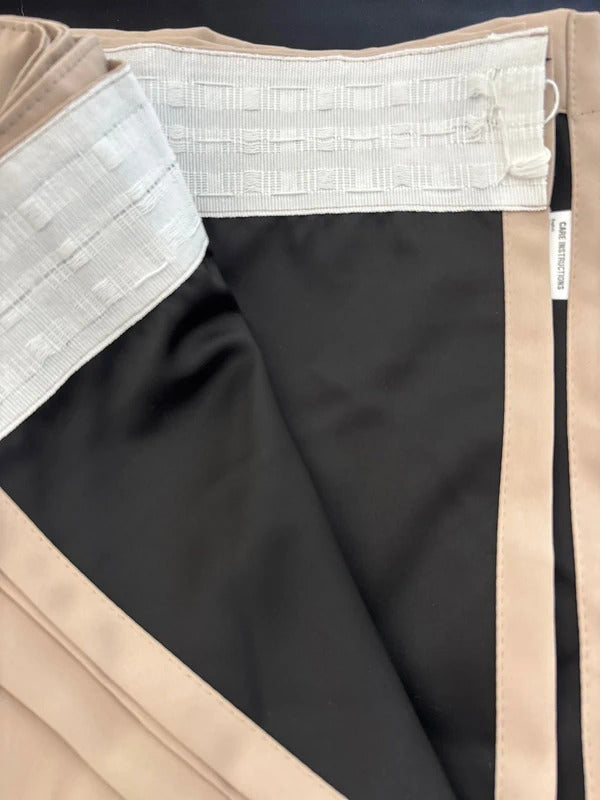 Blackout Curtains Pencil Pleat 90x90 Inch Natural Sand x 2 panels