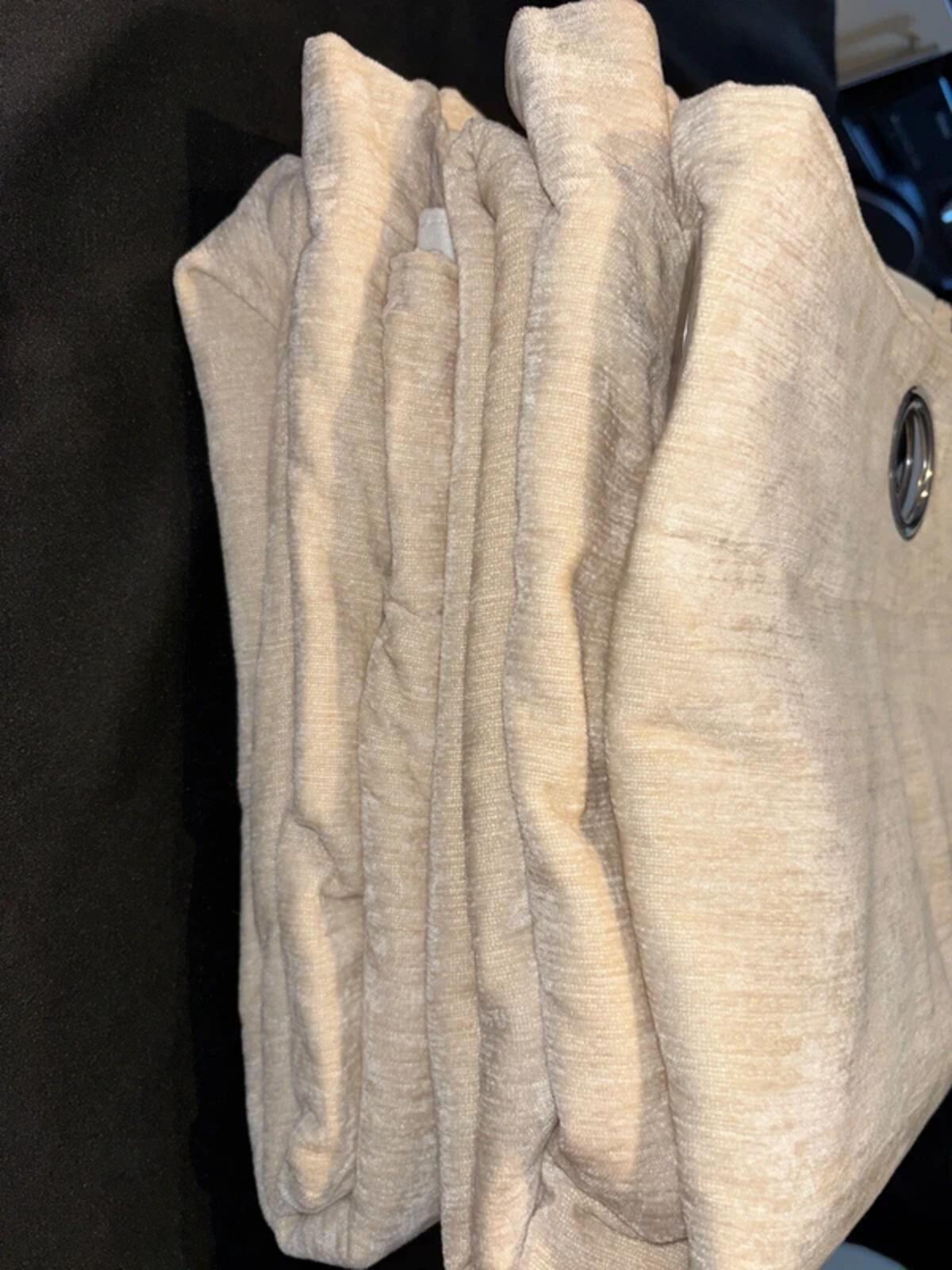 Cream Chenille Fully lined Curtains 46Wx54L 2 panels