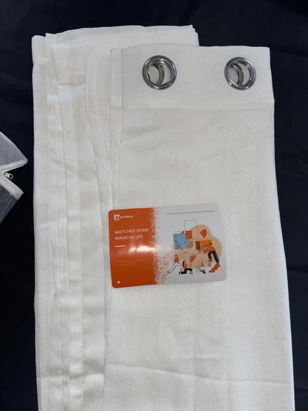 White Linenlook Curtains Eyelet 2 panels 46Wx72L inches