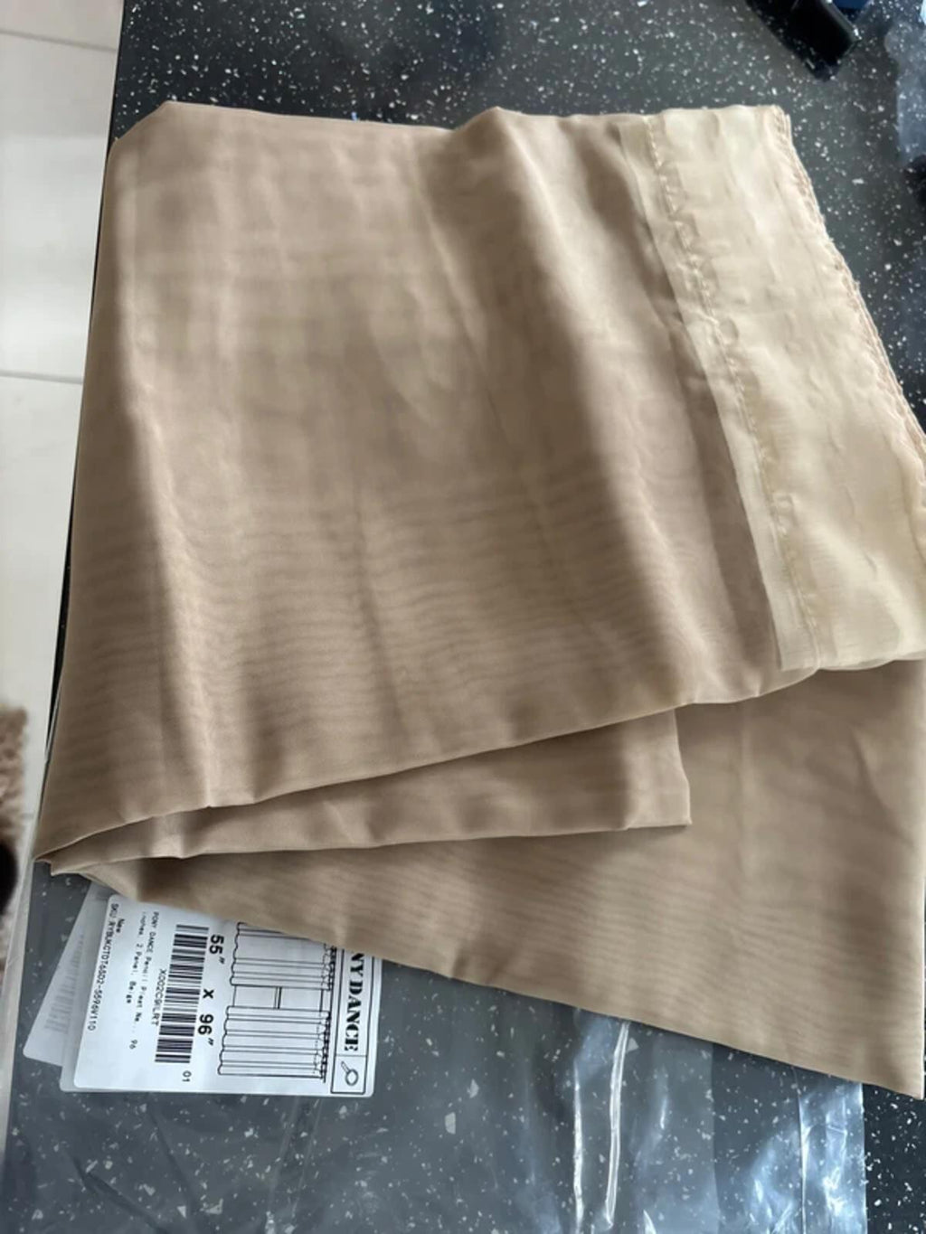 2 Voile Beige Panels each 55Wx96L inches