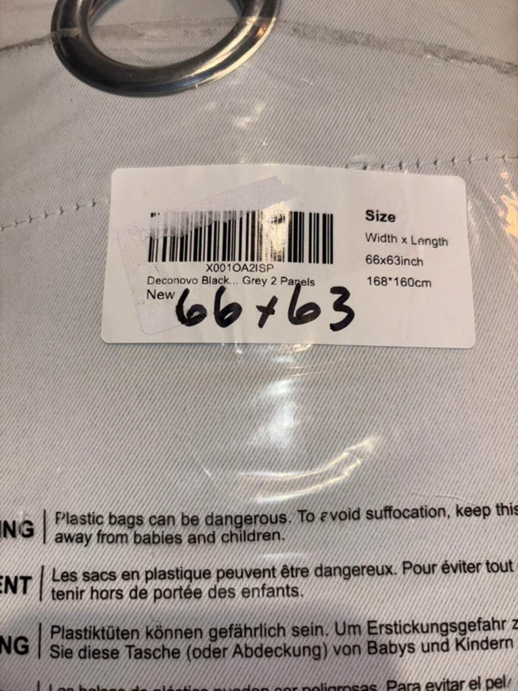 Pair of Light Grey 66Wx62L blackout curtains