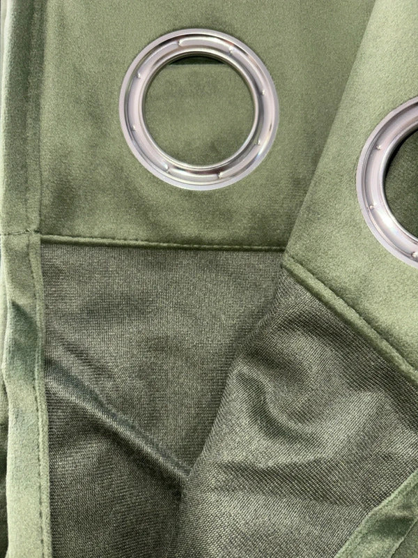 Olive Green Velvet Curtains 46Wx54L inches x2