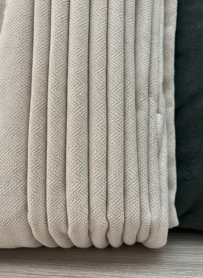 Luxury Heavyweight Herringbone Woven Curtains – Natural Beige 2 Panels 90” x 90”